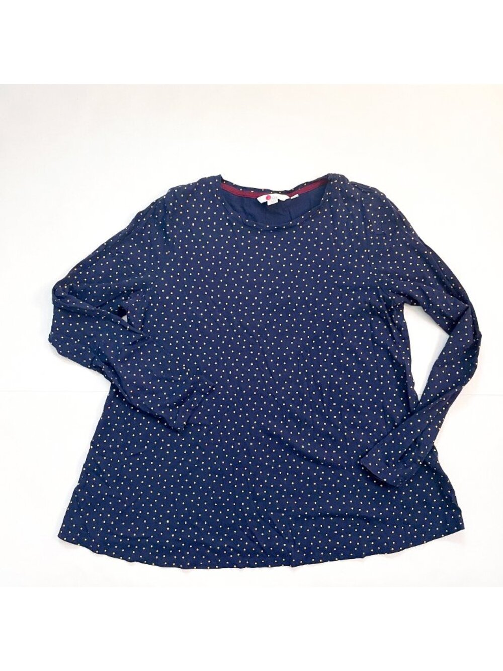 Boden Women's Blue & Gold Polka Dot Tee, Size Medium